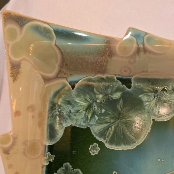 Cream and Green Ceramic Art Piece with Ethereal Design. One Of A KIND! - Picture 5 of 11
